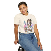 Cool Mombie with Coffee Peace Tattoo - Comfort Colors | Trendy Women's T-Shirt. Direct to Garment. Printed & Shipped in the USA. Unisex Sizes.