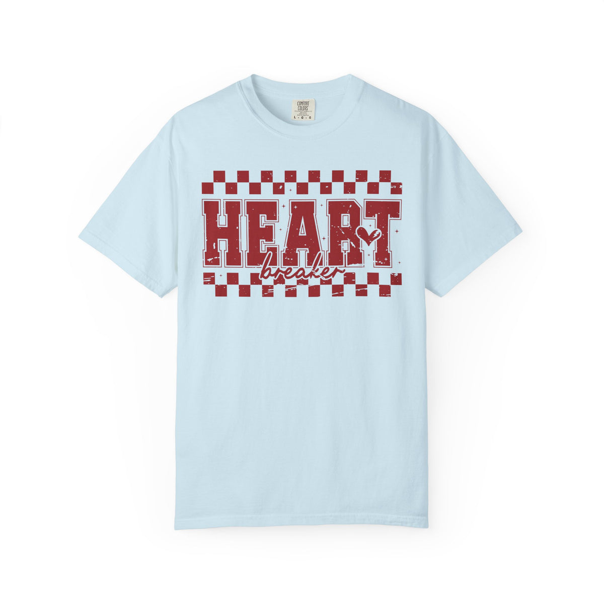 Heart Breaker, Red Checkered Distressed - Comfort Colors | Trendy Women's T-Shirt. Direct to Garment. Printed & Shipped in the USA. Unisex Sizes.
