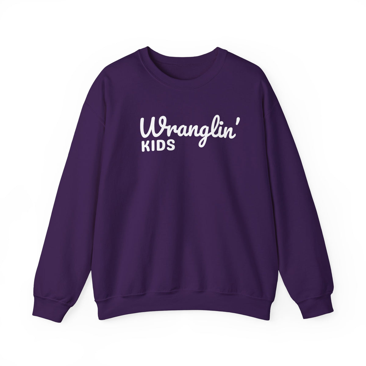 Wranglin' Kids Funny Mom Dad – Gildan Heavy Blend | Trendy Women’s and Men's Soft Sweatshirt. Direct to Garment. Printed & Shipped in the USA. Unisex Sizes.
