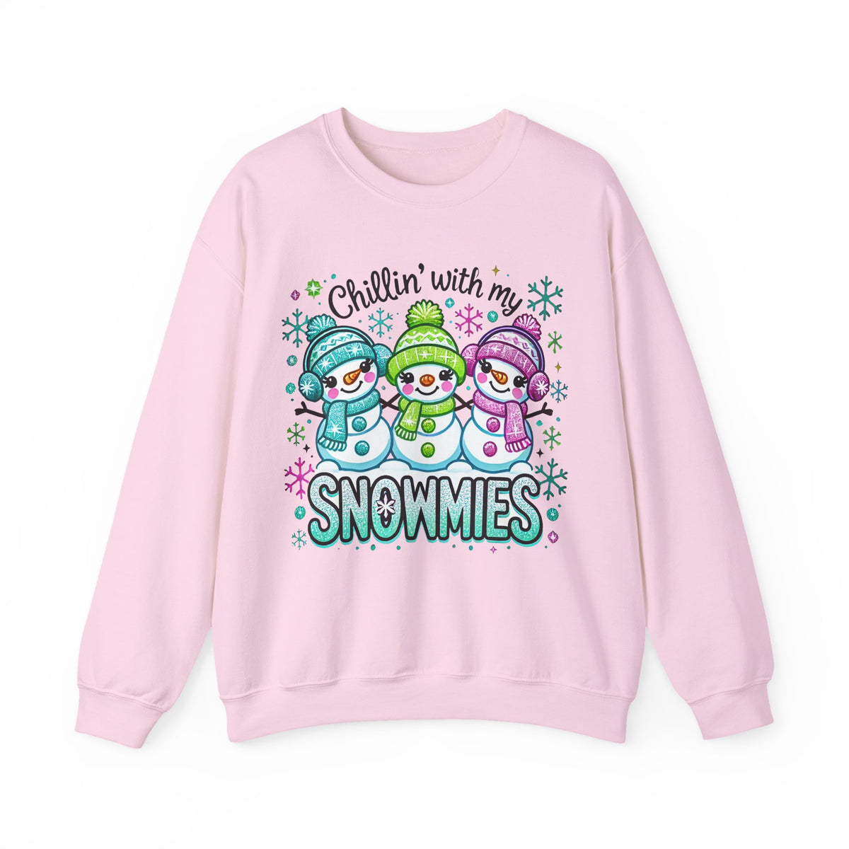 Chillin' With My Snowmies, Winter Snowman – Gildan Heavy Blend | Trendy Women’s Soft Sweatshirt. Direct to Garment. Printed & Shipped in the USA. Unisex Sizes.