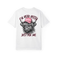 Head Heffa Highland Cow, Front & Back Print - Comfort Colors | Trendy Women's T-Shirt. Direct to Garment. Printed & Shipped in the USA. Unisex Sizes.