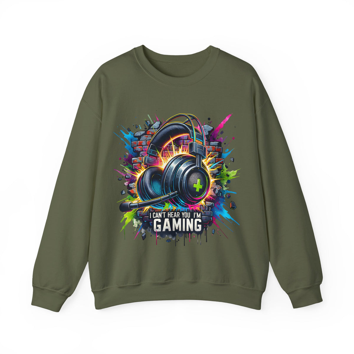 Gaming Headset I Can't Hear You, I'm Gaming – Gildan Heavy Blend | Trendy Women’s and Men's Soft Sweatshirt. Direct to Garment. Printed & Shipped in the USA. Unisex Sizes.