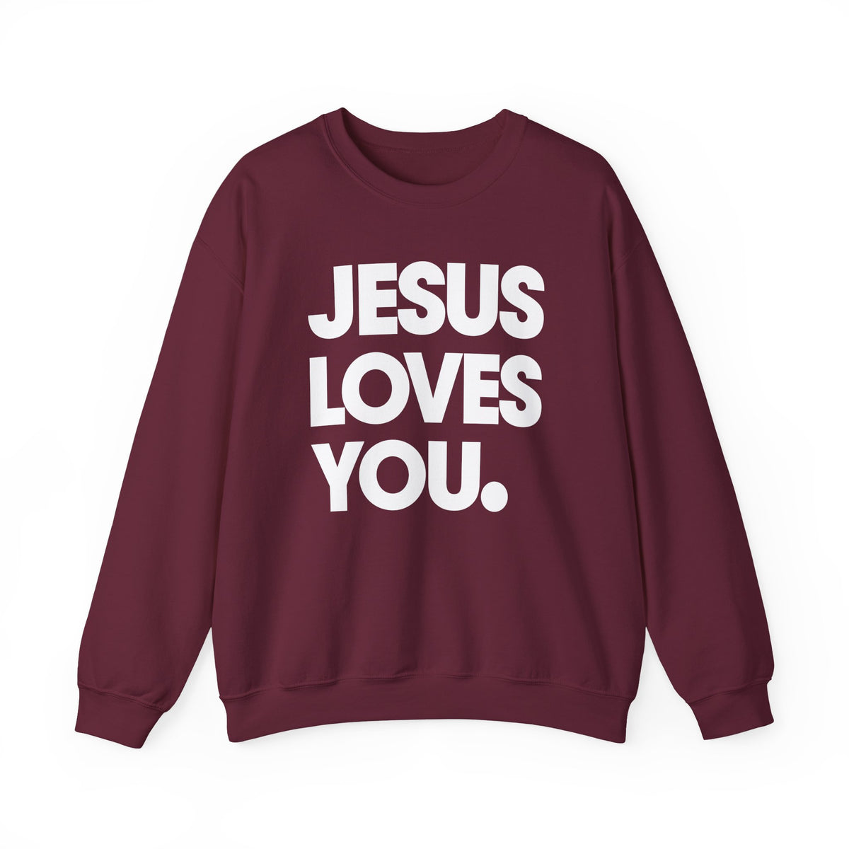 Jesus Loves You – Gildan Heavy Blend | Trendy Women’s and Men's Soft Sweatshirt. Direct to Garment. Printed & Shipped in the USA. Unisex Sizes.