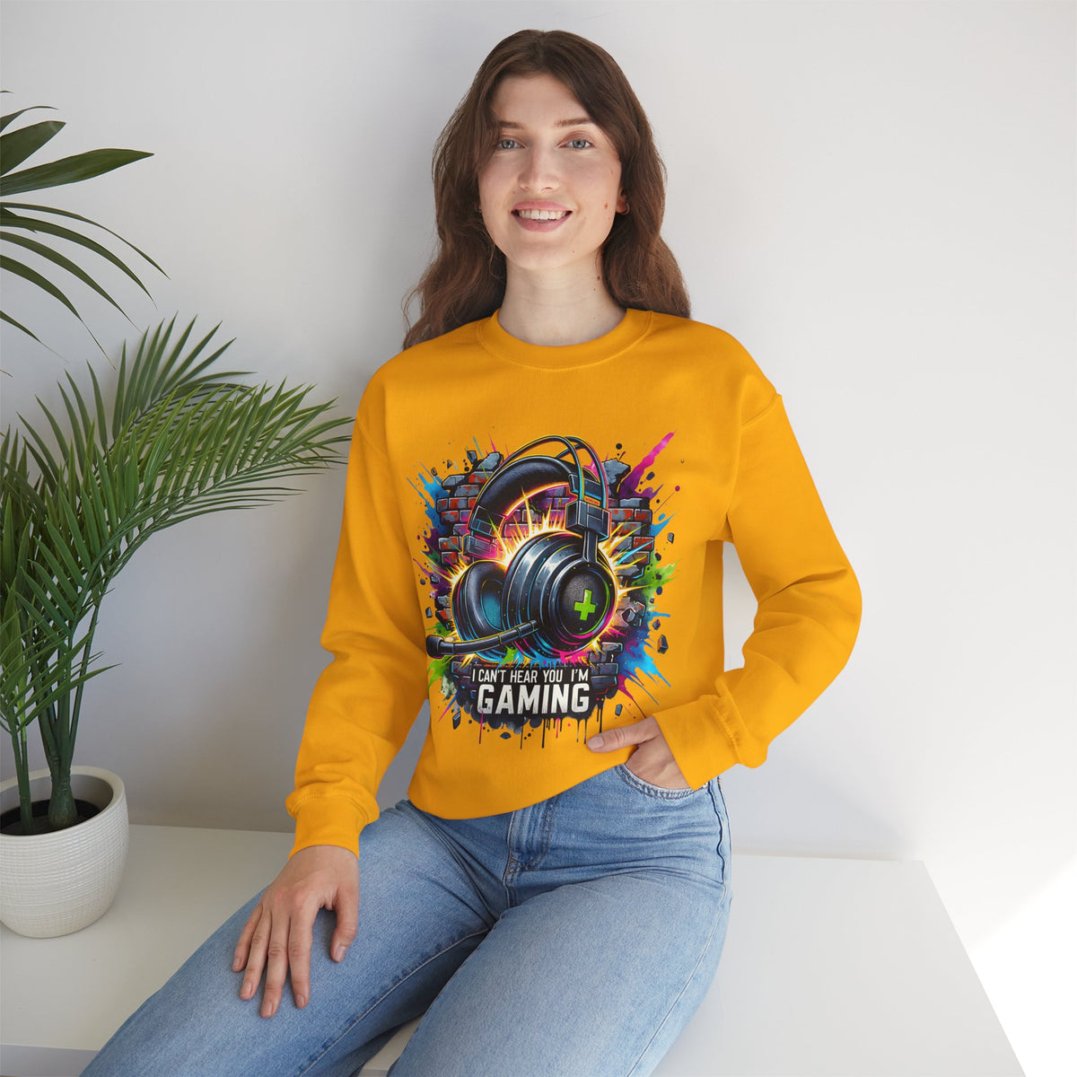Gaming Headset I Can't Hear You, I'm Gaming – Gildan Heavy Blend | Trendy Women’s and Men's Soft Sweatshirt. Direct to Garment. Printed & Shipped in the USA. Unisex Sizes.