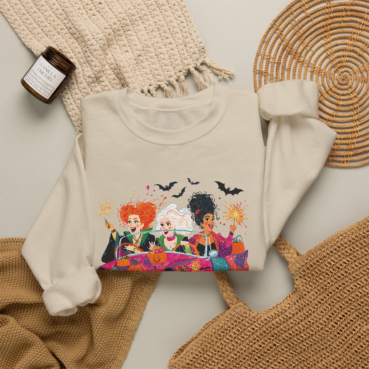 Witch Way to the Party? – Gildan Heavy Blend | Trendy Women’s Soft Sweatshirt. Direct to Garment. Printed & Shipped in the USA. Unisex Sizes.