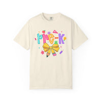 Coquette Pre-K Pencil Bow - Comfort Colors | Trendy Women's T-Shirt. Direct to Garment. Printed & Shipped in the USA. Unisex Sizes.