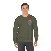 Sun Salt Sand, Beach Sunset - Front & Back Print – Gildan Heavy Blend | Trendy Women’s and Men's Soft Sweatshirt. Direct to Garment. Printed & Shipped in the USA. Unisex Sizes.