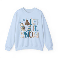 Let It Snow, Snowman – Gildan Heavy Blend | Trendy Women’s Soft Sweatshirt. Direct to Garment. Printed & Shipped in the USA. Unisex Sizes.