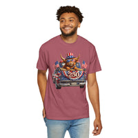 Patriotic Highland, America's 250th Birthday - Comfort Colors | Trendy Women's and Men's T-Shirt. Direct to Garment. Printed & Shipped in the USA. Unisex Sizes.