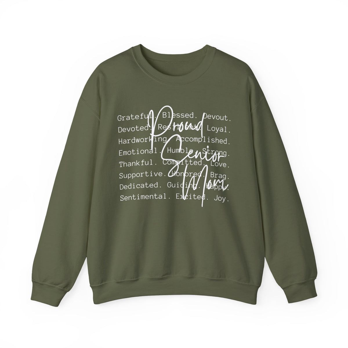 Proud Senior Mom, Description – Gildan Heavy Blend | Trendy Women’s Soft Sweatshirt. Direct to Garment. Printed & Shipped in the USA. Unisex Sizes.