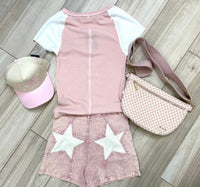 Soft (Pink) Star Bum Denim Shorts