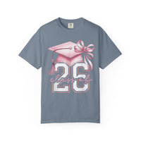 Pink Coquette, Class of 2026 Graduation Cap - Comfort Colors | Trendy Women's T-Shirt. Direct to Garment. Printed & Shipped in the USA. Unisex Sizes.