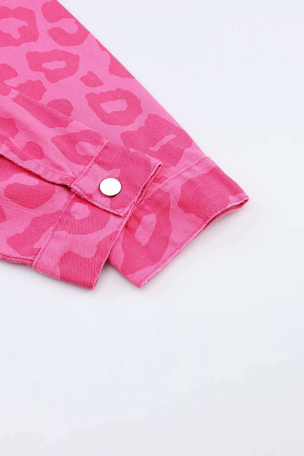 Vibrant Pink Leopard Print Lightweight Jean Jacket with Raw Hem