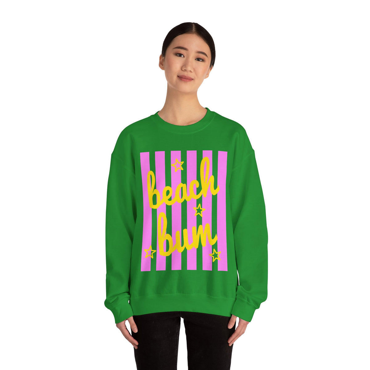 Beach Bum – Gildan Heavy Blend | Trendy Men's & Women’s Soft Sweatshirt. Direct to Garment. Printed & Shipped in the USA. Unisex Sizes.