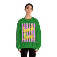 Beach Bum – Gildan Heavy Blend | Trendy Men's & Women’s Soft Sweatshirt. Direct to Garment. Printed & Shipped in the USA. Unisex Sizes.