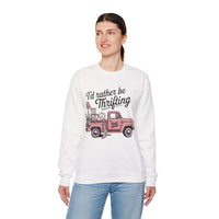 I'd Rather Be Thrifting. Pink Vintage Truck – Gildan Heavy Blend | Trendy Women’s Soft Sweatshirt. Direct to Garment. Printed & Shipped in the USA. Unisex Sizes.