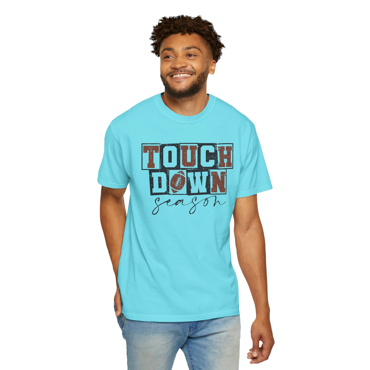 Touchdown Season - Distressed - Comfort Colors | Trendy Men's and Women's T-Shirt. Direct to Garment. Printed & Shipped in the USA. Unisex Sizes.