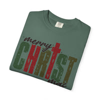 Distressed Merry ChrisTmas Faith - Comfort Colors | Trendy Men's and Women's T-Shirt. Direct to Garment. Printed & Shipped in the USA. Unisex Sizes.