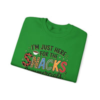 I’m Just Here for the Snacks, Commercials & Halftime Show – Gildan Heavy Blend | Trendy Women’s Soft Sweatshirt. Direct to Garment. Printed & Shipped in the USA. Unisex Sizes.