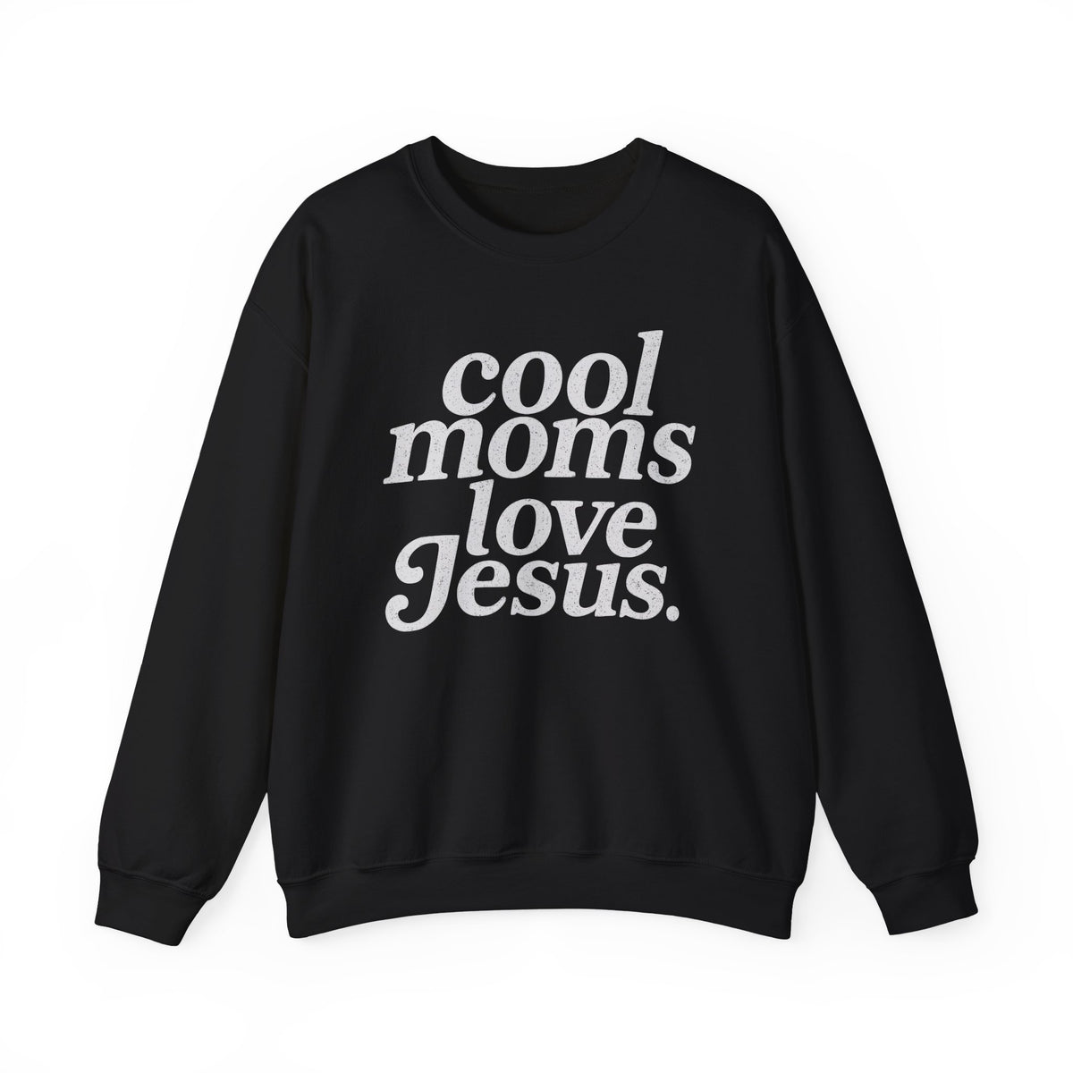 Cool Moms Love Jesus – Gildan Heavy Blend | Trendy Women’s Soft Sweatshirt. Direct to Garment. Printed & Shipped in the USA. Unisex Sizes.