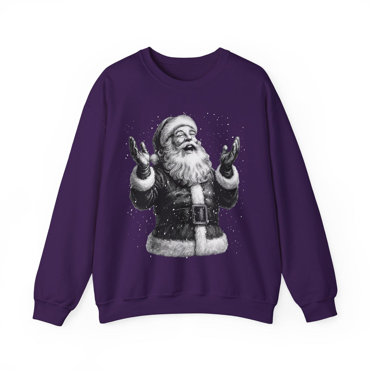 Joyful Santa - Black and White Vintage – Gildan Heavy Blend | Trendy Women’s and Men's Soft Sweatshirt. Direct to Garment. Printed & Shipped in the USA. Unisex Sizes.