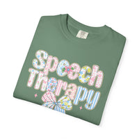 Speech Therapy - Pink Blue Coquette - Comfort Colors | Trendy Women's T-Shirt. Direct to Garment. Printed & Shipped in the USA. Unisex Sizes.