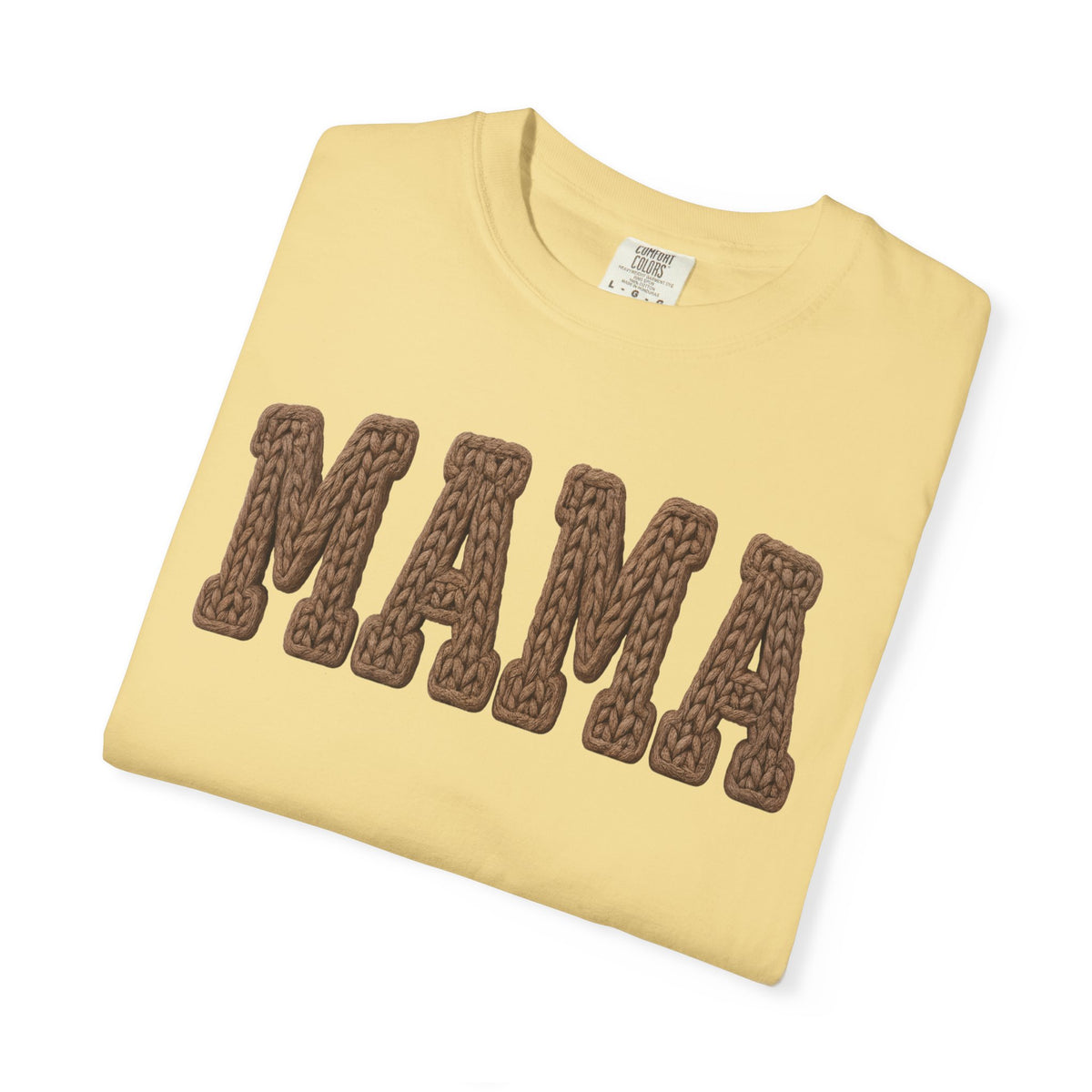 Mama, Faux Knit - Comfort Colors | Trendy Women's T-Shirt. Direct to Garment. Printed & Shipped in the USA. Unisex Sizes.
