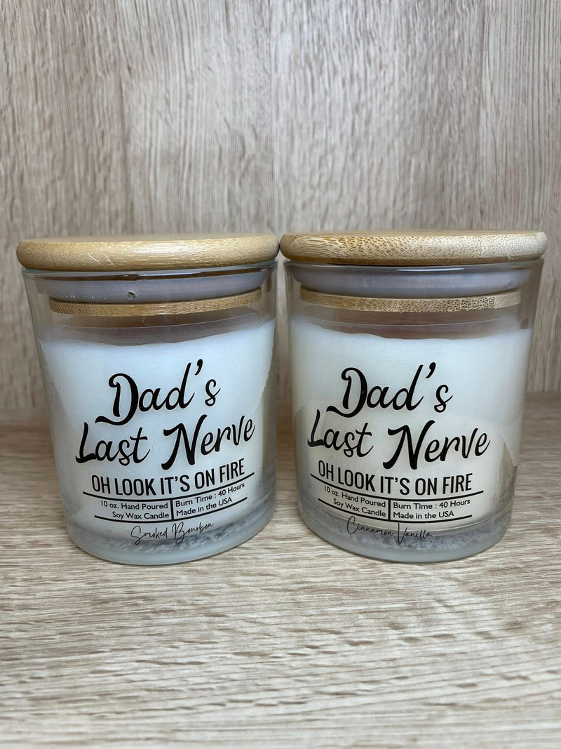 Dad's Last Nerve (Smoked Bourbon) 10 oz. Soy Wax Candle - Glass Jar