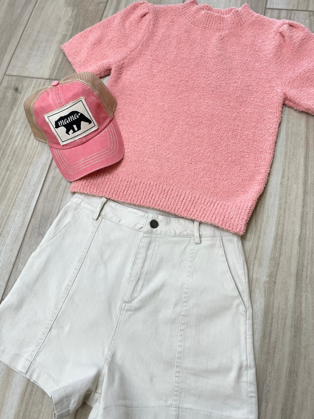 Khaki Stretchy Soft Denim Shorts
