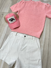 Khaki Stretchy Soft Denim Shorts