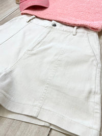 Khaki Stretchy Soft Denim Shorts