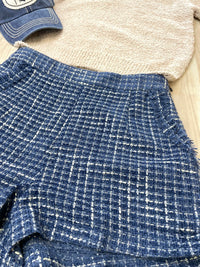 Navy Tweed Shorts with Pockets
