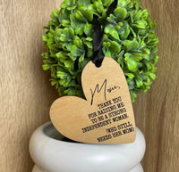 Mom Thank You For Raising Me - Heart Shaped Wooden Ornament