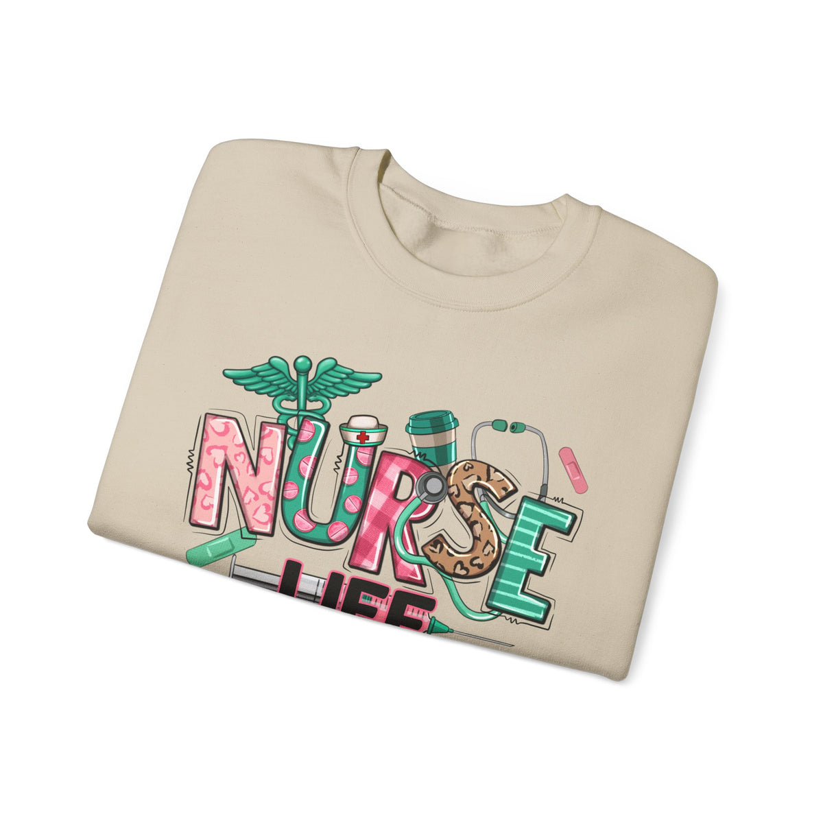 Nurse Life Cute Preppy Healthcare – Gildan Heavy Blend | Trendy Women’s Soft Sweatshirt. Direct to Garment. Printed & Shipped in the USA. Unisex Sizes.