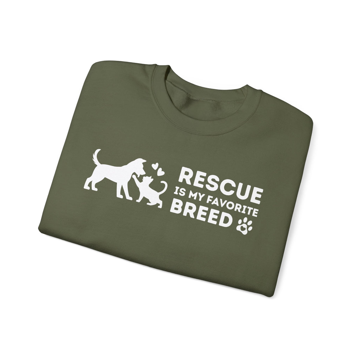 Rescue Is My Favorite Breed *This Shirt Saves Lives* – Gildan Heavy Blend | Trendy Men's and Women’s Soft Sweatshirt. Direct to Garment. Printed & Shipped in the USA. Unisex Sizes.
