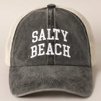 Salty Beach (Charcoal) Embroidered Mesh-Back Hat