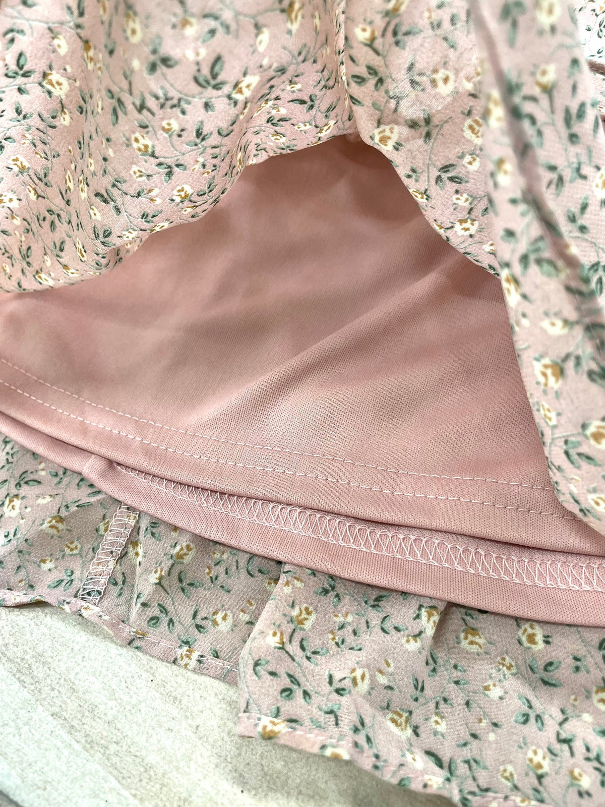 Pink Floral Smocked Waist Tiered Skirt