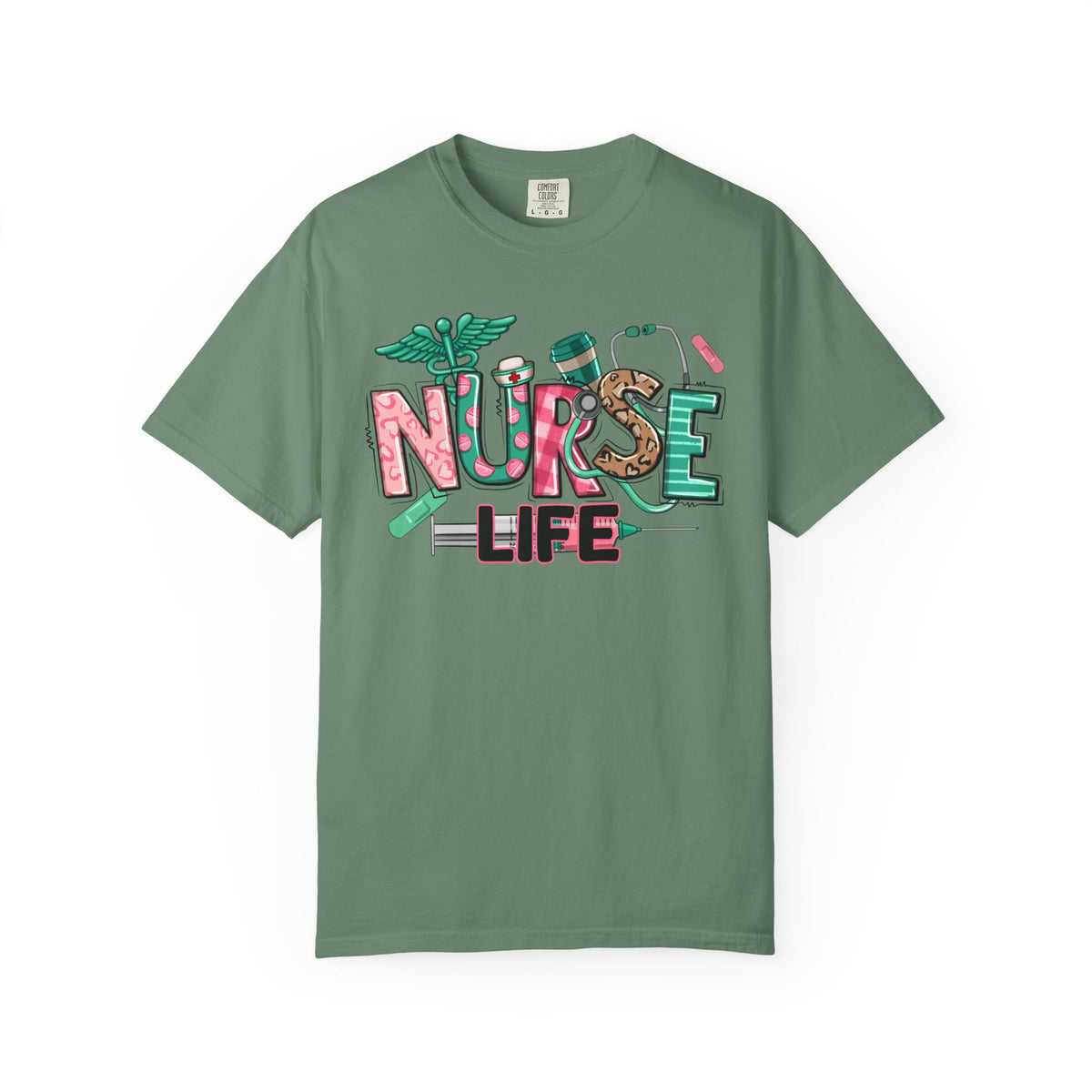 Nurse Life Cute Preppy Healthcare - Comfort Colors | Trendy Women's T-Shirt. Direct to Garment. Printed & Shipped in the USA. Unisex Sizes.