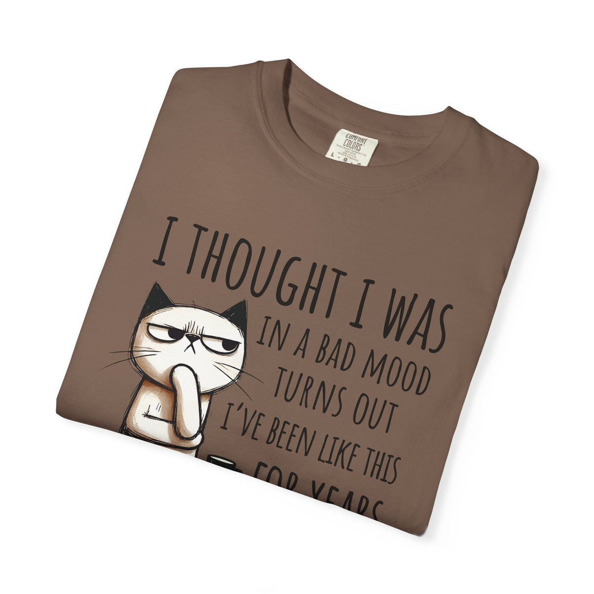 I Thought I Was In A Bad Mood, Grumpy Cat - Comfort Colors | Trendy Men's and Women's T-Shirt. Direct to Garment. Printed & Shipped in the USA. Unisex Sizes.