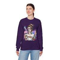 Cool Mombie with Coffee Peace Tattoo - Tired Mom – Gildan Heavy Blend | Trendy Women’s Soft Sweatshirt. Direct to Garment. Printed & Shipped in the USA. Unisex Sizes.