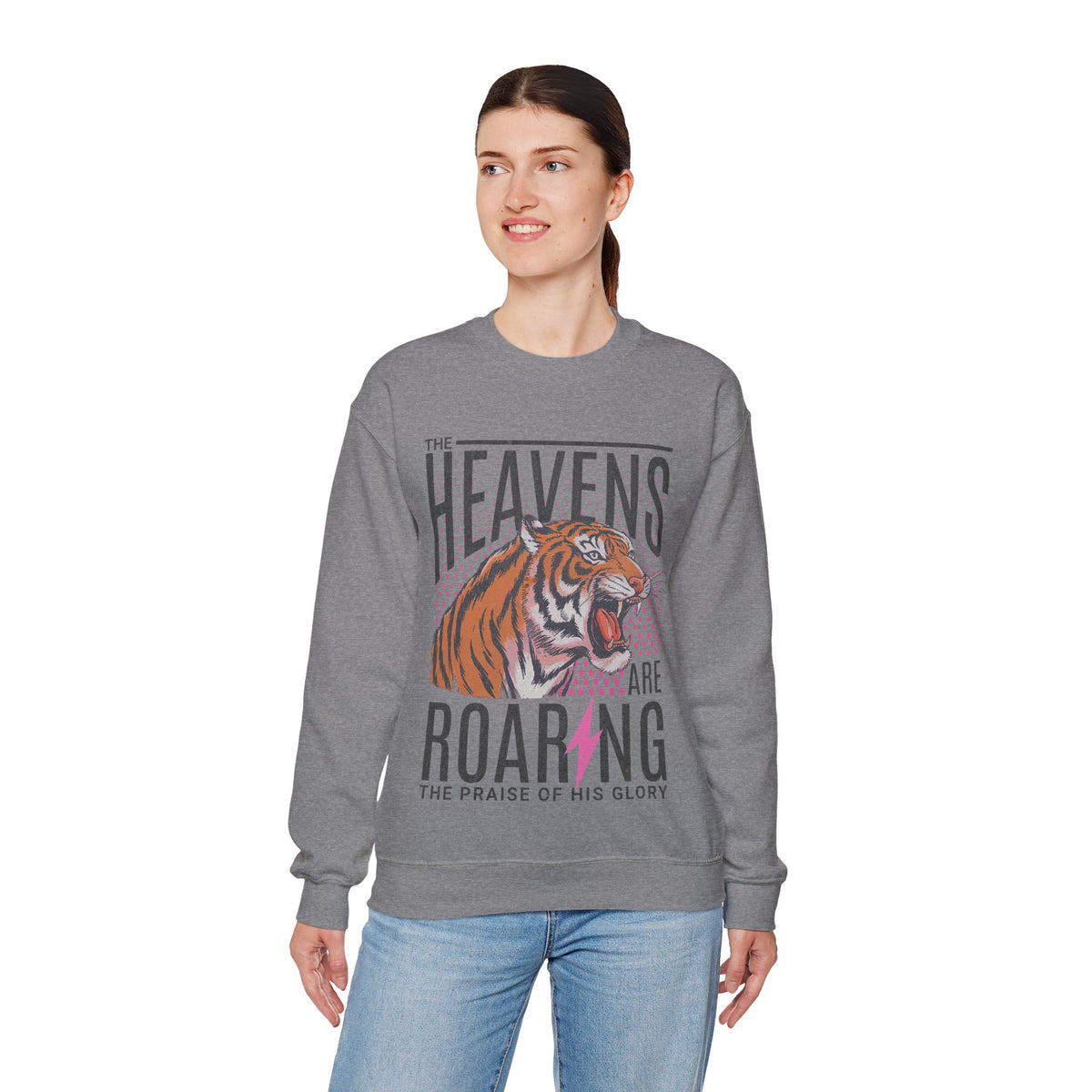The Heavens Are Roaring, Vintage – Gildan Heavy Blend | Trendy Women’s Soft Sweatshirt. Direct to Garment. Printed & Shipped in the USA. Unisex Sizes.