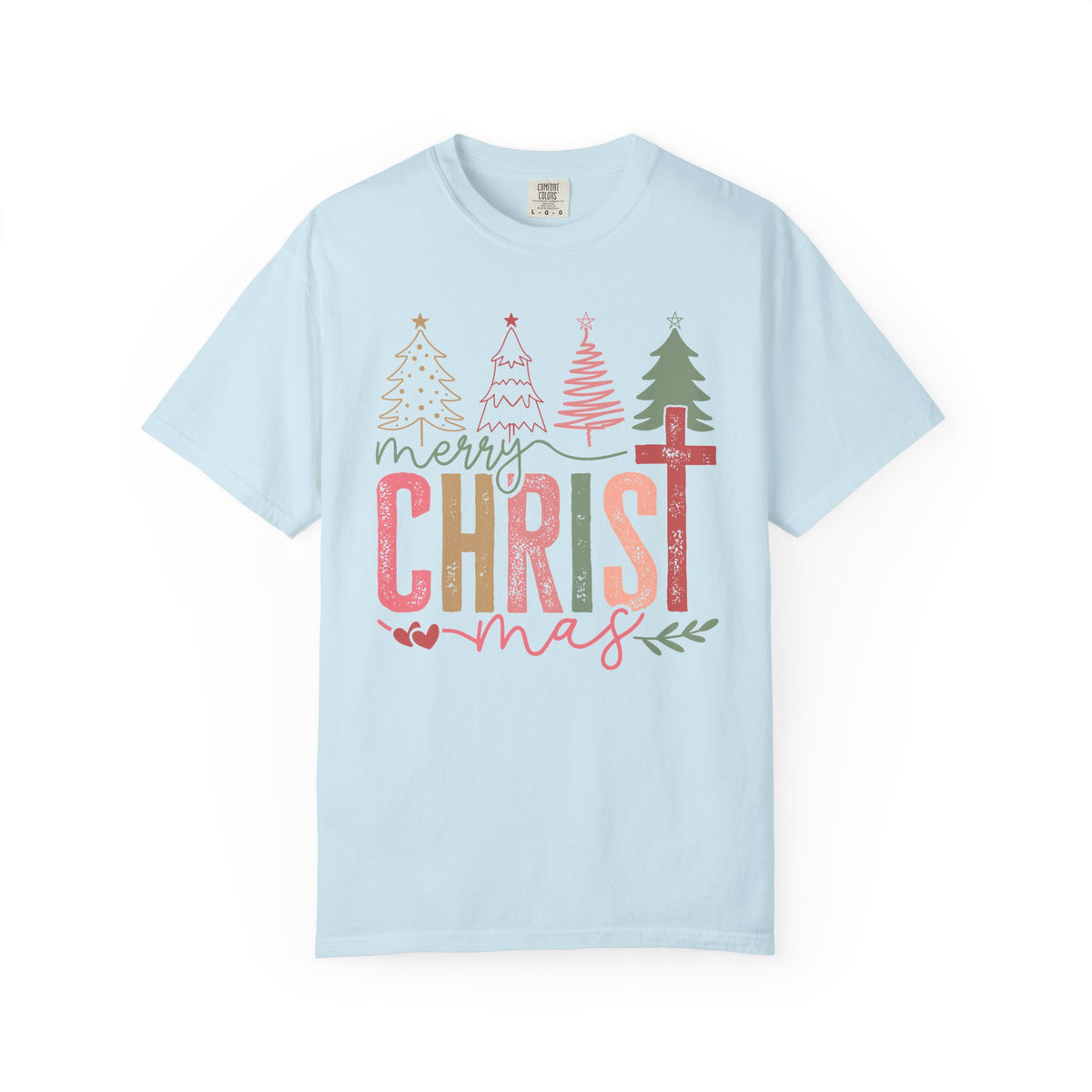 Merry ChrisTmas Christian Faith Graphic - Comfort Colors | Trendy Women's T-Shirt. Direct to Garment. Printed & Shipped in the USA. Unisex Sizes.