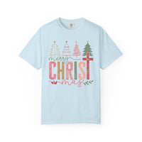 Merry ChrisTmas Christian Faith Graphic - Comfort Colors | Trendy Women's T-Shirt. Direct to Garment. Printed & Shipped in the USA. Unisex Sizes.