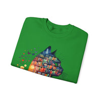 Cat Silhouette for Book Lovers – Gildan Heavy Blend | Trendy Women’s Soft Sweatshirt. Direct to Garment. Printed & Shipped in the USA. Unisex Sizes.
