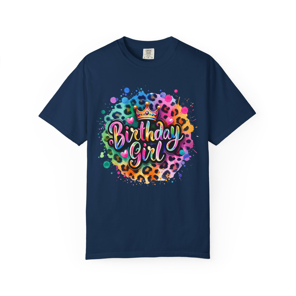 Birthday Girl, Neon Leopard - Comfort Colors | Trendy Women's T-Shirt. Direct to Garment. Printed & Shipped in the USA. Unisex Sizes.