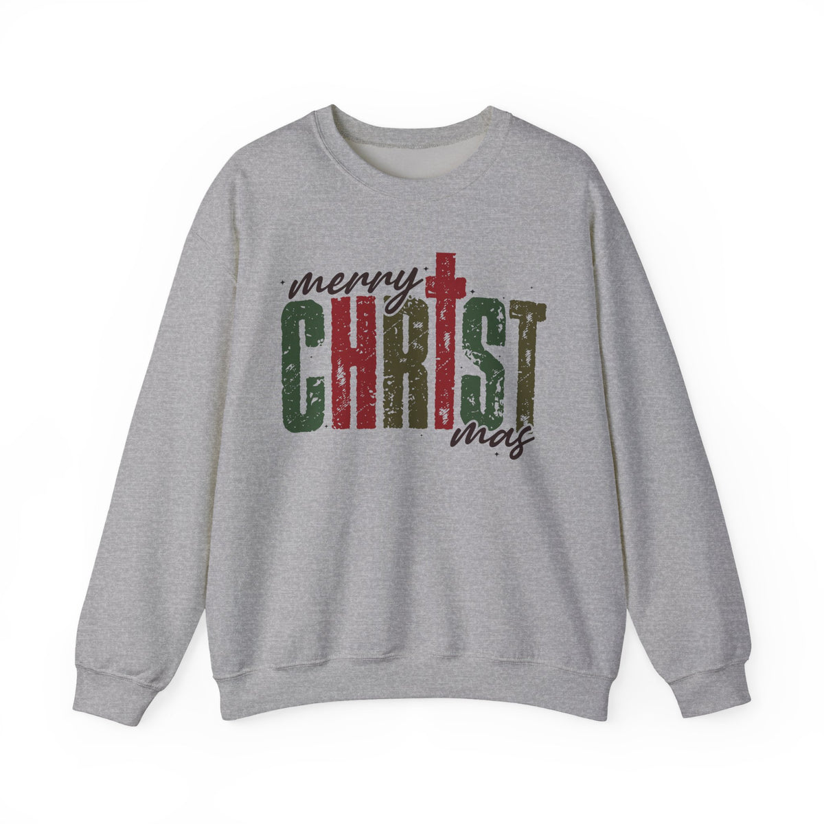 Distressed Merry ChrisTmas Faith Christian – Gildan Heavy Blend | Trendy Women’s Soft Sweatshirt. Direct to Garment. Printed & Shipped in the USA. Unisex Sizes.