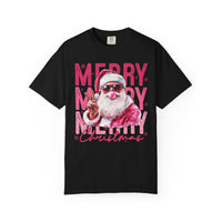 Pink Merry Christmas Bubblegum Santa - Comfort Colors | Trendy Women's T-Shirt. Direct to Garment. Printed & Shipped in the USA. Unisex Sizes.