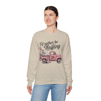 I'd Rather Be Thrifting. Pink Vintage Truck – Gildan Heavy Blend | Trendy Women’s Soft Sweatshirt. Direct to Garment. Printed & Shipped in the USA. Unisex Sizes.