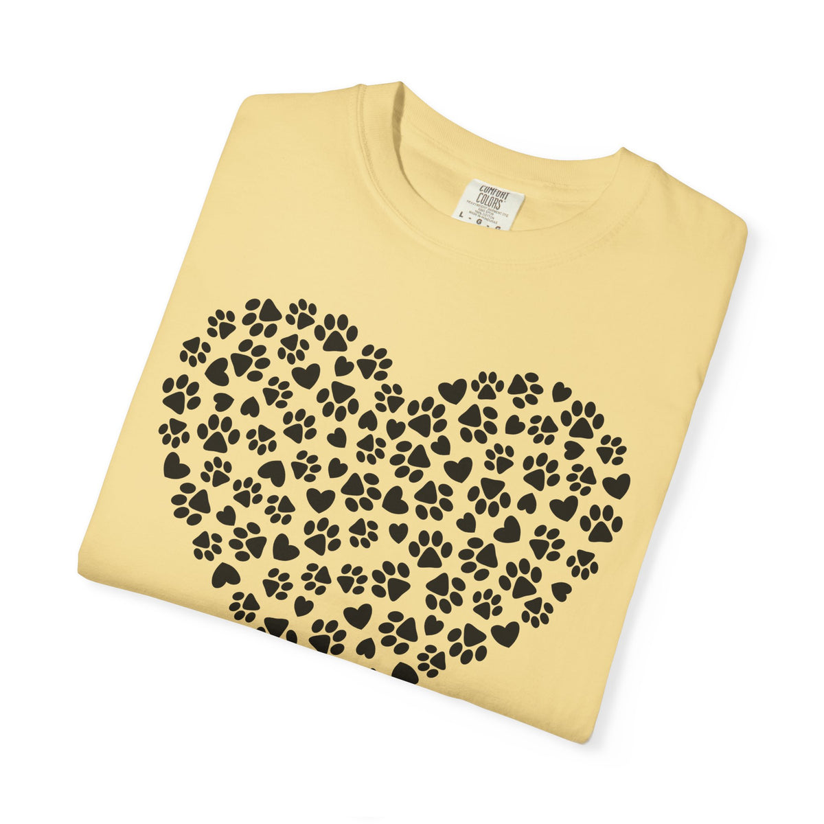 Dog Paw Heart - Comfort Colors | Trendy Women's T-Shirt. Direct to Garment. Printed & Shipped in the USA. Unisex Sizes.