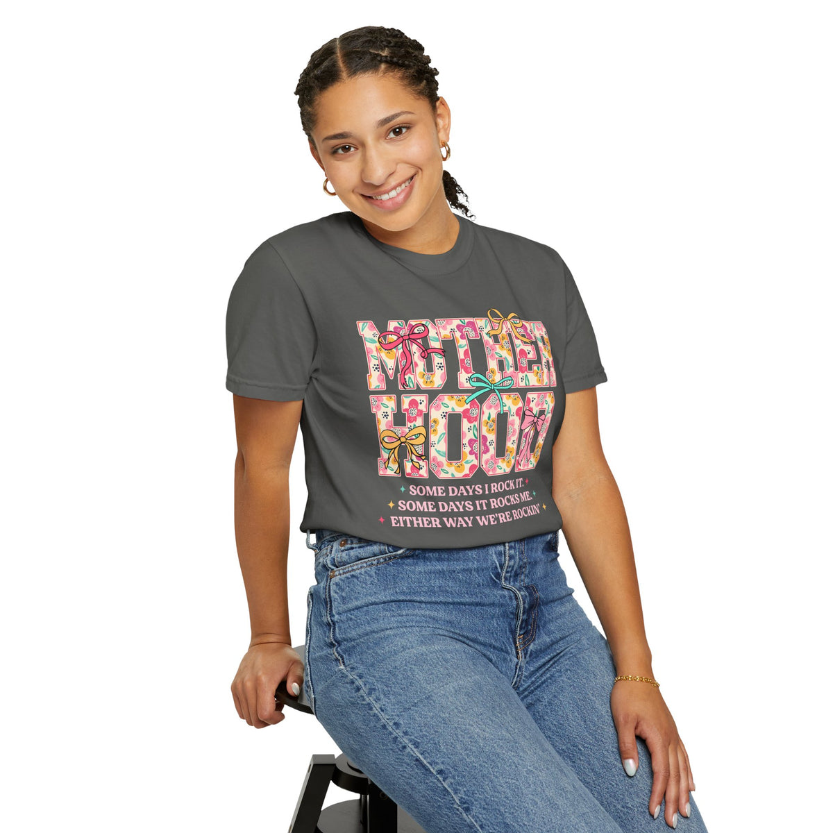 Motherhood - Comfort Colors | Trendy Women's T-Shirt. Direct to Garment. Printed & Shipped in the USA. Unisex Sizes.
